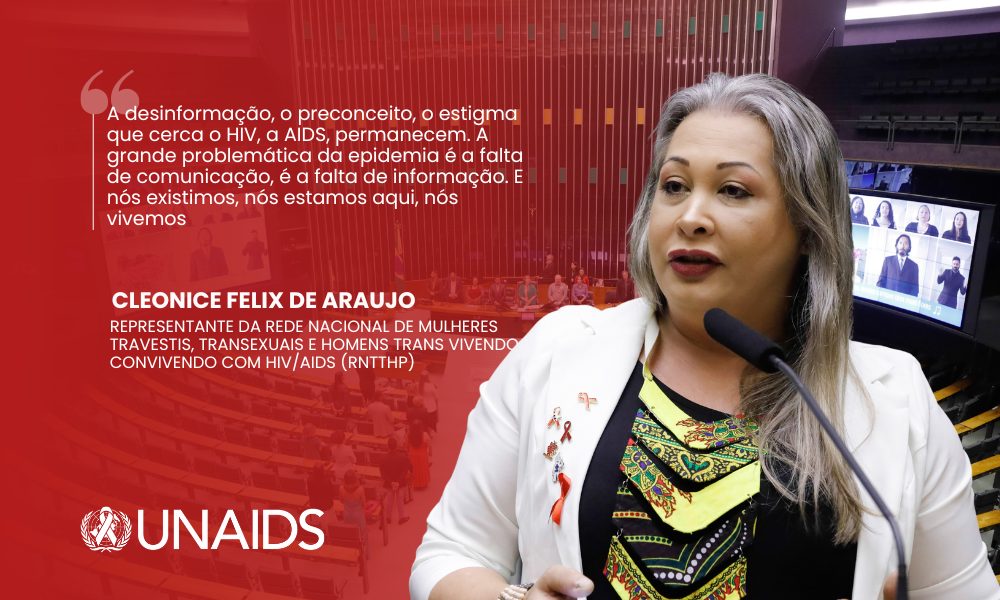 Homenagem ao Dia Mundial de Luta Contra a AIDS. Representante da Rede Nacional de Mulheres Travestis, Transexuais e Homens Trans Vivendo e Convivendo com HIV/Aids, Cleonice Felix de Araujo.