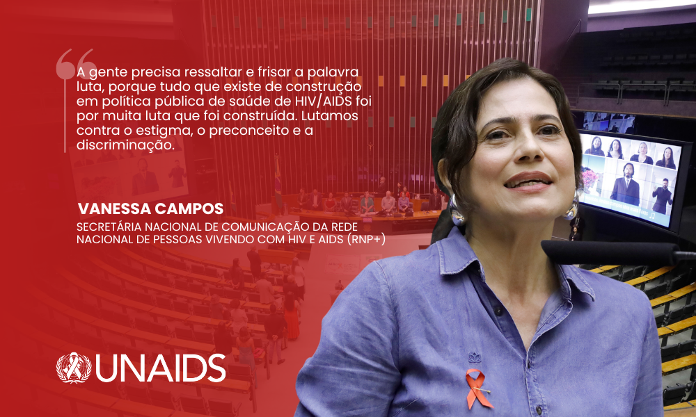 Homenagem ao Dia Mundial de Luta Contra a AIDS. Secretária Nacional de Comunicação da Rede Nacional de Pessoas Vivendo com HIV e Aids, Vanessa Campos