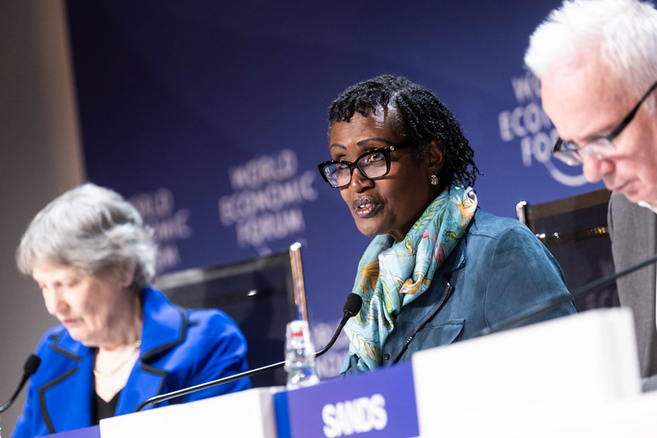 Winnie Byanyima, diretora executiva do UNAIDS, no Fórum Econômico Mundial, em Davos.