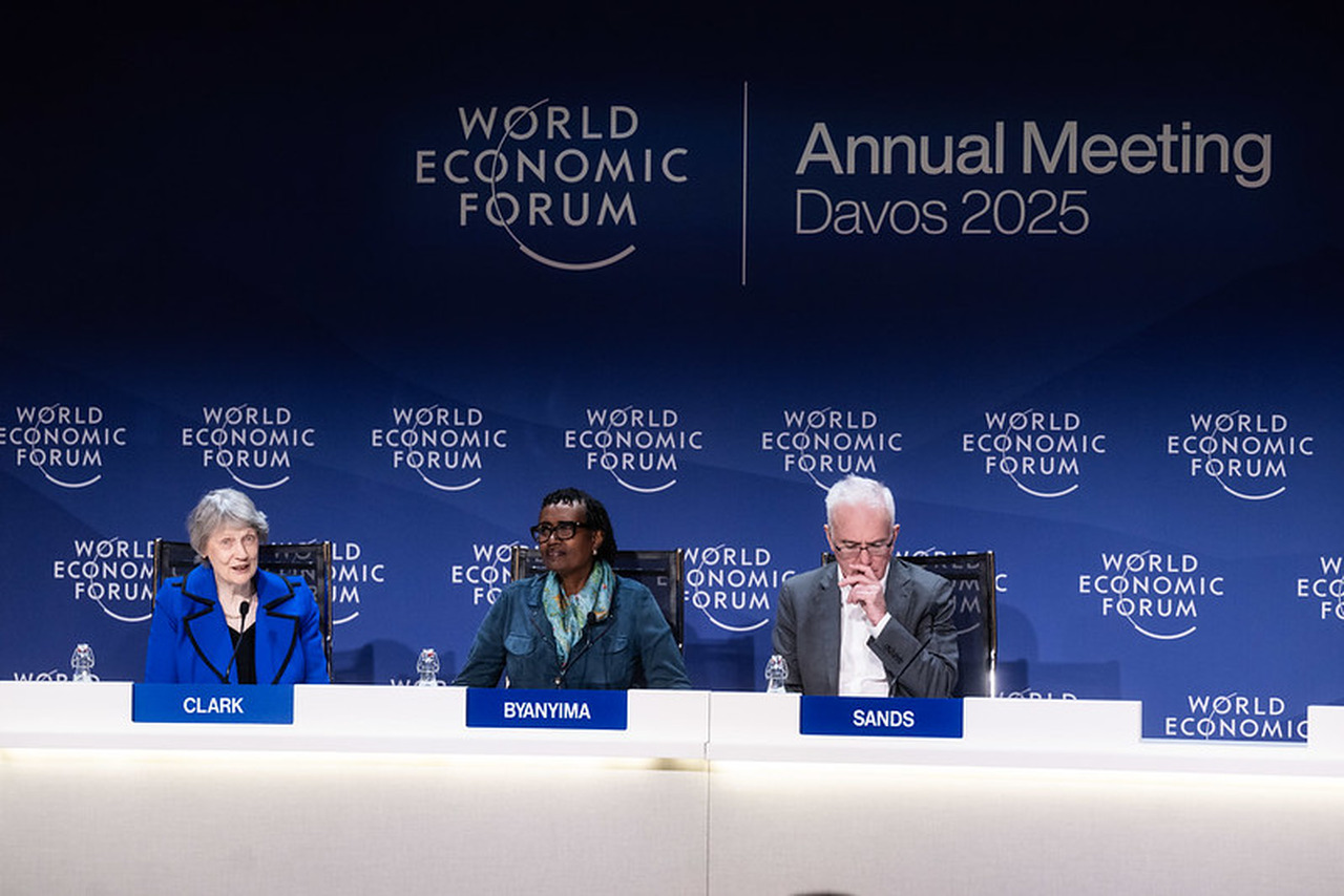 Winnie Byanyima, diretora executiva do UNAIDS, no Fórum Econômico Mundial, em Davos.